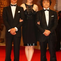 第65回ベニス国際映画祭に出席した加瀬亮、菊地凛子、押井守