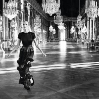 Dress from the Fall 2012 Pret a Porter collection in the Hall of Mirrors at the Chateau de Versailles.