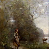 ジャン＝バティスト＝カミーユ・コロー 《森のなかの少女》 1865-1870年頃 ポーラ美術館蔵
