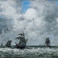 ウジェーヌ・ブーダン 《海洋の帆船》 1873年 ポーラ美術館蔵