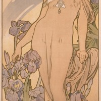 四つの花「アイリス」1897年 リトグラフ／紙 109.5×44cm 堺市