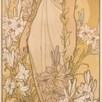 四つの花「ユリ」1897年 リトグラフ／紙 109.5×44.7cm 堺市