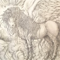 天馬 / Heavenly Horse, 2008Pencil on paper mounted on panel, 1120×1455mm