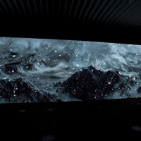 TOKYO, JAPAN - FEBRUARY 08: Montagne, cent quatorze mille polygones by Joanie Lemercier is displayed at the Media Ambition Tokyo at Roppongi Hills on February 8, 2018 in Tokyo, Japan. This piece depicts a large valley surrounded by mountain peaks. In fact