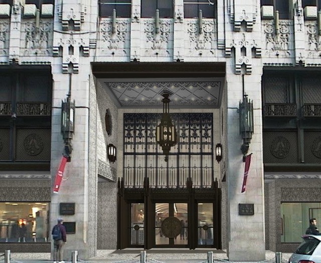 1933年当時に姿に復元された伊勢丹新宿店正面玄関