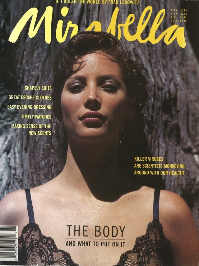 『Mirabella』1994年11月号表紙、モデルはクリスティ・ターリントン、カメラはカート・マークス、メイクはディック・ページ