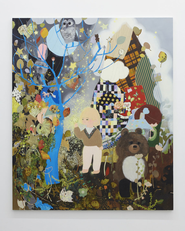 長井朋子「星のメッセージカード」2013年（194x162cm、oil, glitter on canvas）