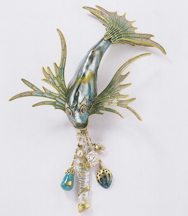 Bodice ornament, gold with enamel, turquoise, abalone pearl and mother-of-pearl