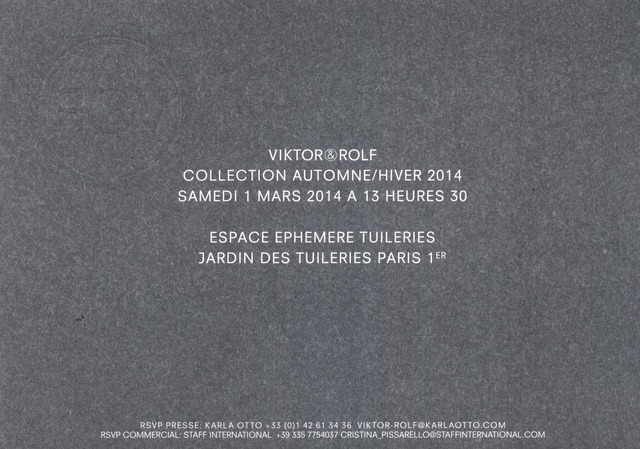 「ヴィクター＆ロルフ（VIKTOR&ROLF）」が、パリで開催される14-15AWウィメンズコレクションショーの模様をライブストリーミングで配信