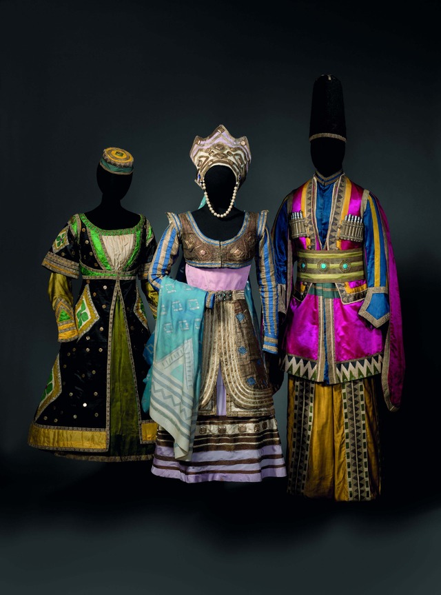 レオン・バクスト「女王タマールの友人」、「女王タマール」、「レズギン人」の衣裳（《タマール》より）1912年頃 オーストラリア国立美術館