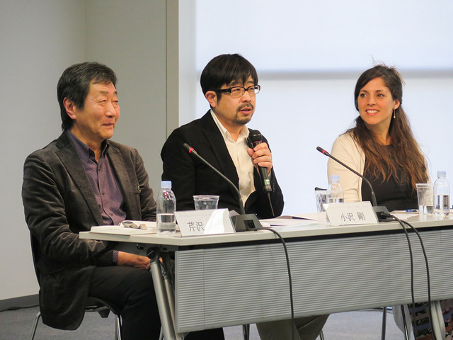 （左から）さいたまトリエンナーレ2016 ディレクターの芹沢高志、参加アーティストの小沢剛、アナット・リトウィン（Anat Litwin）