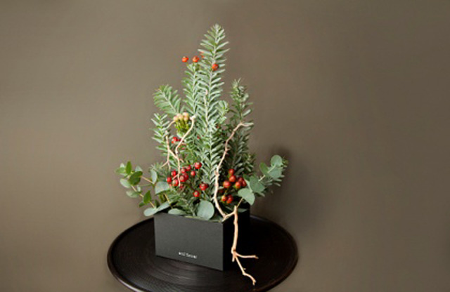 赤井勝による、ギフトボックスの中に収まる高さ約40cmサイズの可愛いクリスマスツリーを制作するワークショップ
