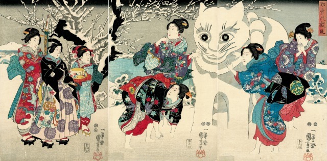 歌川国芳 「初雪の戯遊」 弘化4-嘉永5（1847-52）年