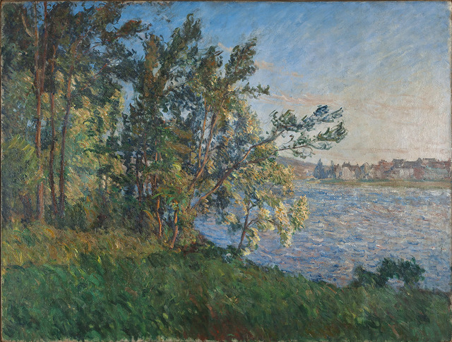 クロード・モネ《ヴェトゥイユの河岸からの眺め、ラヴァクール（夕暮れの効果）》1880年頃　油彩、キャンヴァス　120×155cm　個人蔵　Collection Privee「画像写真の無断転載を禁じます」