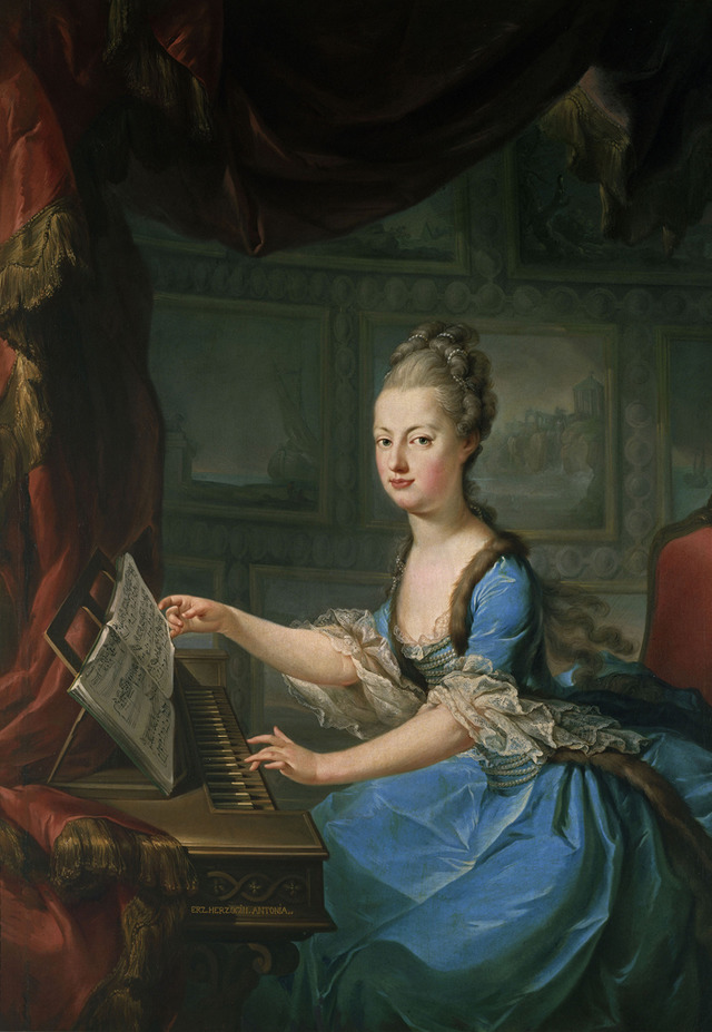 フランツ・クサーヴァー・ヴァーゲンシェーン 《チェンバロを弾くオーストリア皇女マリー・アントワネット》1770 年以前 油彩、カンヴァス 134×98cm ウィーン美術史美術館