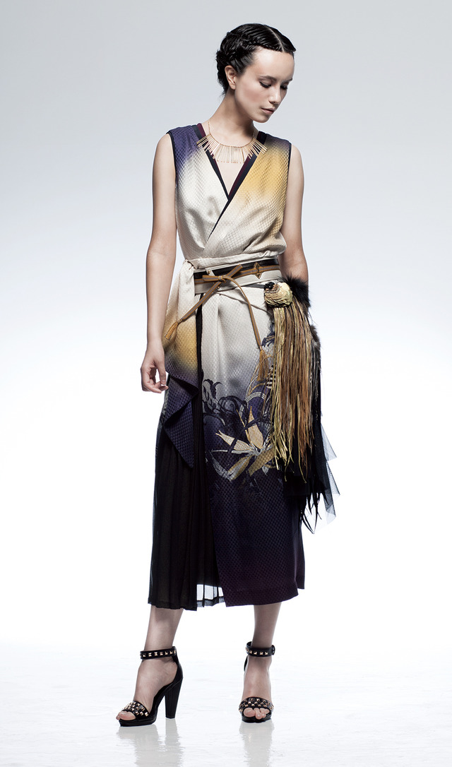 ソマルタのデザイナー廣川玉枝による“新時代の和装”。西陣織「細尾」など4社と共作した着物を展示