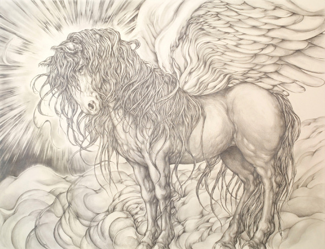 天馬 / Heavenly Horse, 2008Pencil on paper mounted on panel, 1120×1455mm