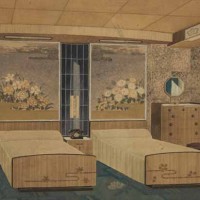 鈴木三一 《八幡丸・特別室、寝室パース図》 1940年 高島屋史料館蔵