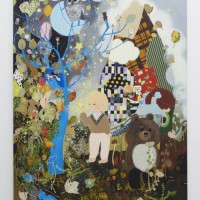 長井朋子「星のメッセージカード」2013年（194x162cm、oil, glitter on canvas）