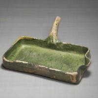 緑釉手付肉汁受皿 フランス 18世紀 横33.7cm