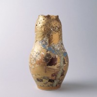 「花見図花瓶」錦光山　高31.5cm