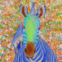 「アクアマリン ゼブラ（Aquamarine Zebra）」（アクリル、F8号／22万円）