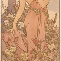 四つの花「カーネーション」1897年 リトグラフ／紙 110×44cm 堺市