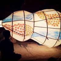竹と和紙を使って大型行灯をつくる「ひょうたん・アートプロジェクト」