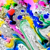 TOKYO, JAPAN - FEBRUARY 08: dyebirth by nor is displayed at the Media Ambition Tokyo at Roppongi Hills on February 8, 2018 in Tokyo, Japan. An installation work that constantly creates organic patterns through digitally controlled chemical reactions of wa
