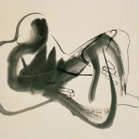 イサム・ノグチ《北京ドローイング（横たわる男）》 1930年 インク、紙 イサム・ノグチ庭園美術館（ニューヨーク）蔵