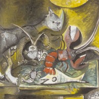 《猫のいる静物》10月23日−11月1日 油彩、キャンヴァス