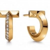 ティファニー T ワン フープ ピアス 左からローズゴールド・ダイヤモンド、イエローゴールド・ダイヤモンド、ホワイトゴールド・ダイヤモンド 各47万3,000円（税込）