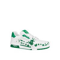 LV TRAINER SNEAKER IN GRAINED CALF LEATHER WITH INFINITY DOTS PRINT GREEN LOUIS VUITTON X YAYOI KUSAMA