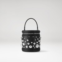 Louis Vuitton x Yayoi Kusama Cannes in black taurillon leather with 3D silver-toned metal half spheres