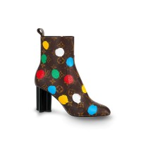 Louis Vuitton x Yayoi Kusama Silhouette ankle boot 8CM in Monogram canvas with Painted Dots print