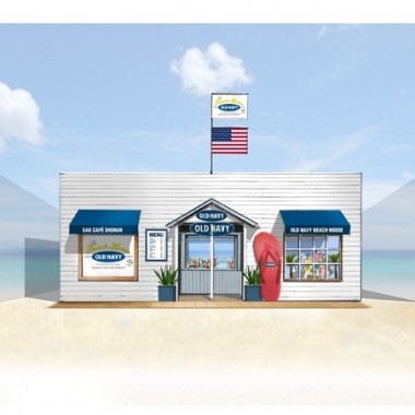 オールド・ネイビーのビーチハウス登場。EAU cafeコラボ、人気ハンバーガー提供