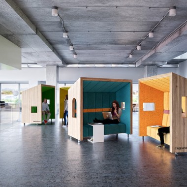 未来のオフィス提案、オープンとクローズドな空間を自在にコントロールする「TREE HOUSE」