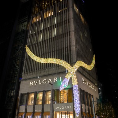 ブルガリ×チームラボの作品展示、銀座タワーを彩る光り輝く蛇はブランドアイコンをモチーフに