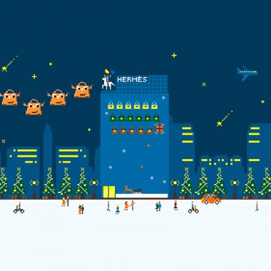 エルメス、楽しいクリスマスカードが贈れるスペシャルサイトを公開! 銀座メゾンエルメスは巨大なゲームスクリーンに