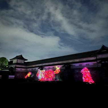 夜の金沢城が光のアート空間に。チームラボが「金沢城 光の祭」を開催