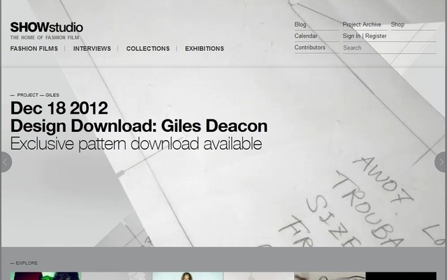 ニック・ナイトのファッションサイトでジャイルズ・ディーコンのパターンが公開