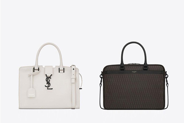 MONOGRAMME SAINT LAURENT BABY YSL CABAS 税込24万3,000円、TOILE MONOGRAMME SAINT LAURENT GEEK BRIEFCASE 税込14万5,000円／サンローラン