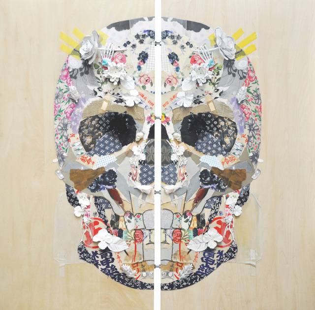 Mirror-skull  ,2015,91.0x91.0x12.0cm,mixedmedia