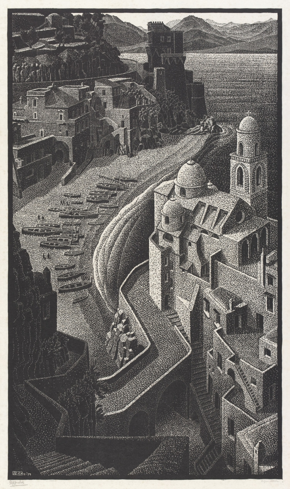 《アマルフィ海岸》 1934年 All M.C. Escher works