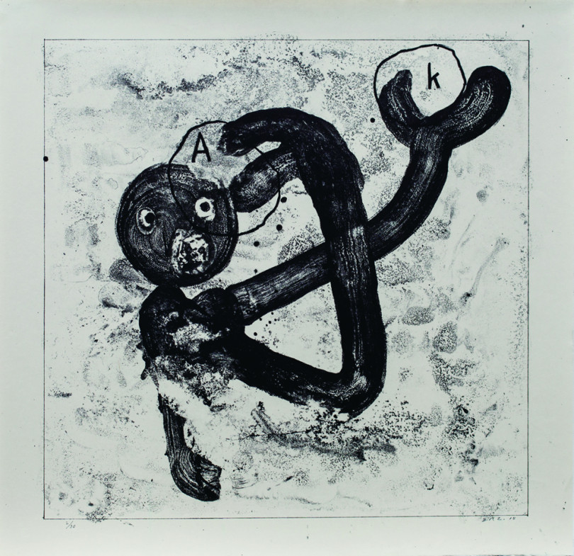 "A K"  2015  lithograph on Japanese paper  60.0 x 60.0cm