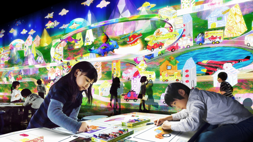 お絵かきタウン / Sketch Town teamLab, 2014-, Interactive Digital Installation, Sound: Hideaki Takahashi, teamLab
