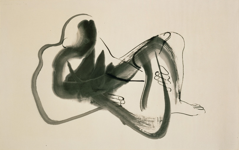 イサム・ノグチ《北京ドローイング（横たわる男）》 1930年 インク、紙 イサム・ノグチ庭園美術館（ニューヨーク）蔵