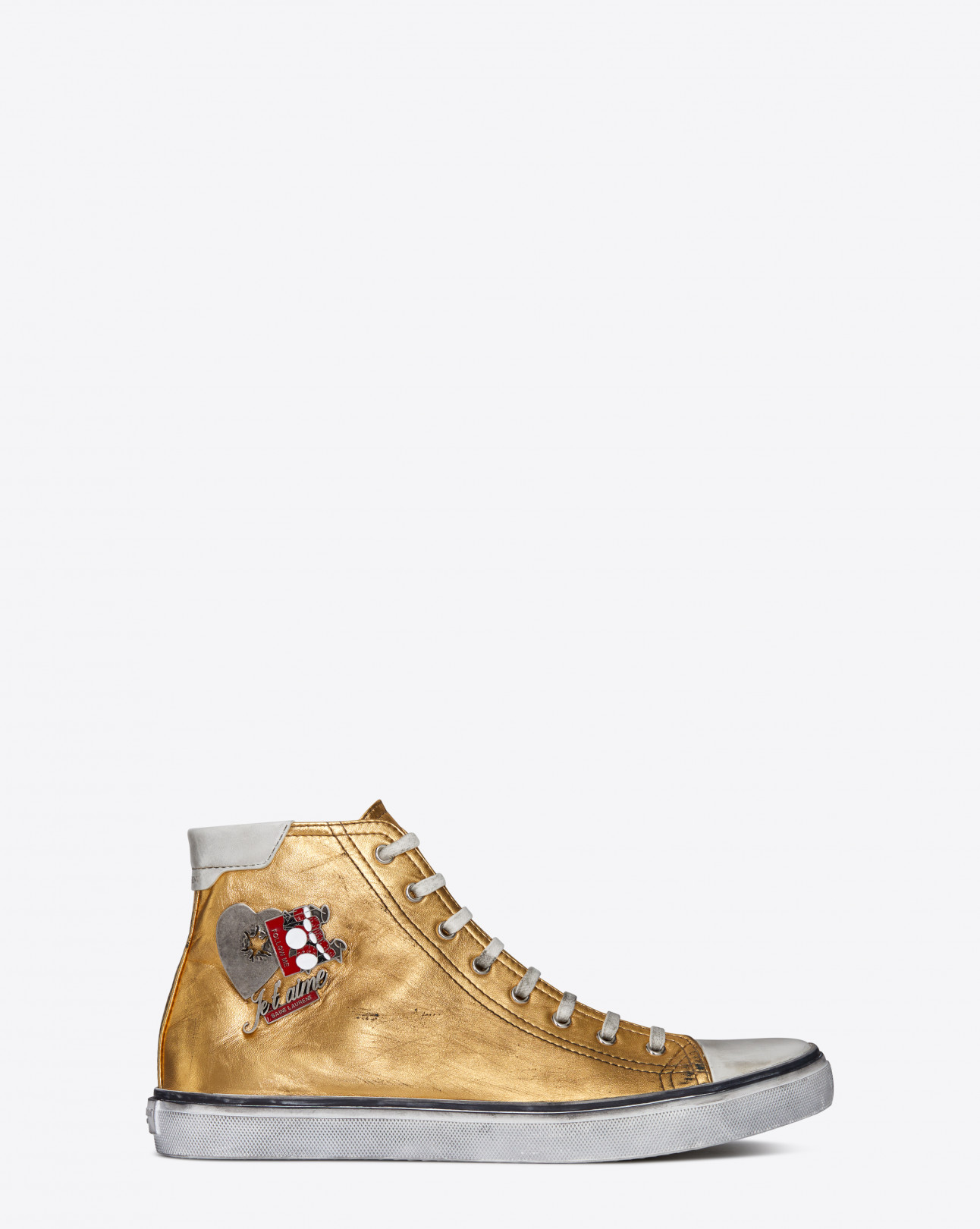 BEDFORD MID TOP SNEAKER IN GOLD NAPPA METALIZED LEATHER 10万円