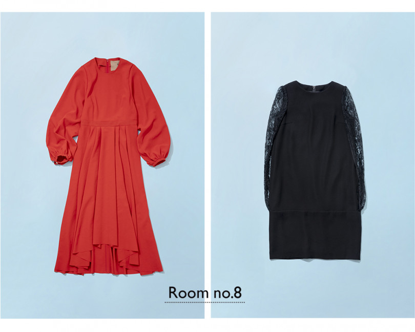 左）ワンピース 4万4,000円、右）ワンピース 4万6,000円 / ともにRoom no.8