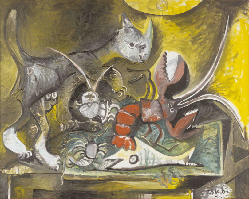 《猫のいる静物》10月23日−11月1日 油彩、キャンヴァス